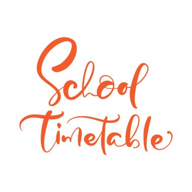 Beyaz arka plandaki öğrenci için kaligrafik vektör ders programı. Tahta eğitimi için ve notlar veya metinleriniz için alanı olan çıkartmalar için kullanılabilir