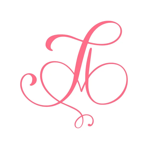 Vector Vintage floral monogram letter A. Calligraphy element heart logo Valentine card flourish frame. Hand drawn Love sign for page decoration and design illustration — 스톡 벡터