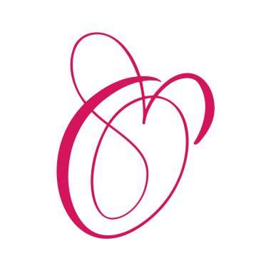 Vector Vintage floral monogram letter O. Calligraphy element heart logo Valentine card flourish frame. Hand drawn Love sign for page decoration and design illustration