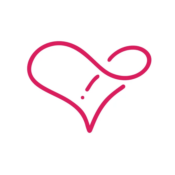 Signo de logo de Monoline Heart love. Diseño florecer elemento para tarjeta de San Valentín. Ilustración vectorial. Una boda romántica. Plantilla para camiseta, banner, póster — Vector de stock