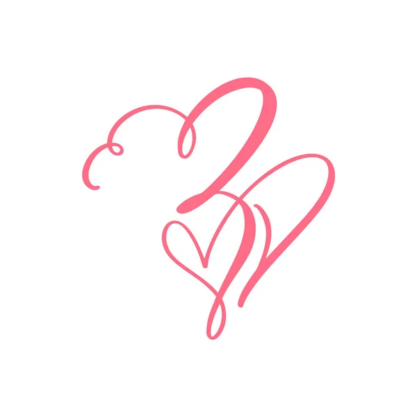 Vector Vintage floral monogram letter Z. Calligraphy element heart logo Valentine card flourish frame. Hand drawn Love sign for page decoration and design illustration — 스톡 벡터
