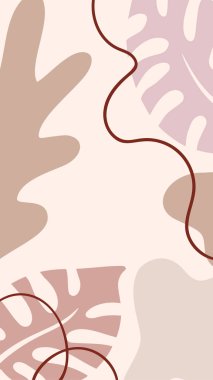 Vector abstract creative leaves background in minimal trendy style with portrait with copy space for text. Design templates for social media stories. Simple and stylish