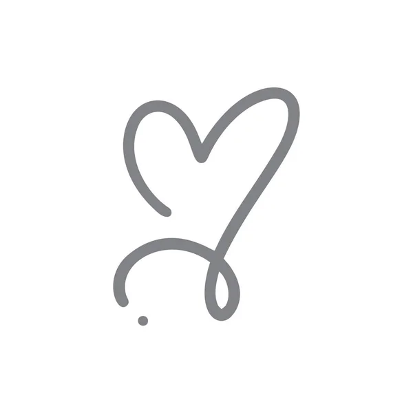 Monoline Heart love logo sign. Design flourish element for valentine card. Vector illustration. Romantic symbol wedding. Template for t shirt, banner, poster — Stok Vektör