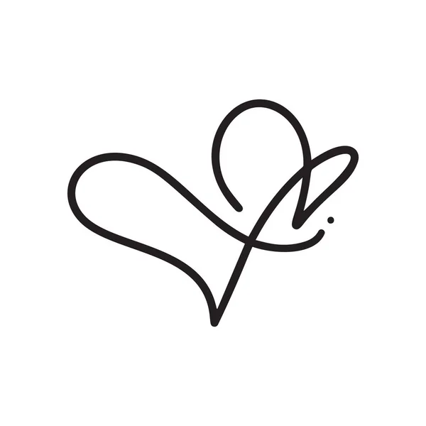 Monoline Heart love logo sign. Design flourish element for valentine card. Vector illustration. Romantic symbol wedding. Template for t shirt, banner, poster — 스톡 벡터