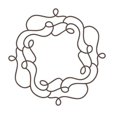 Flourish Monoline vektör çerçeve çizimi. Logo, davetiye, düğün, hediyeler, fotoğraflar, monogram için el yazısı tarzı klasik süs. Basit, basit, güzel kart.