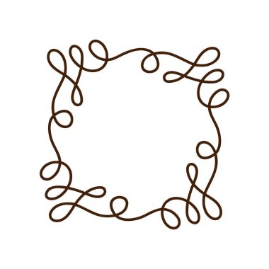 Flourish Monoline vektör çerçeve çizimi. Logo, davetiye, düğün, hediyeler, fotoğraflar, monogram için el yazısı tarzı klasik süs. Basit, basit, güzel kart.