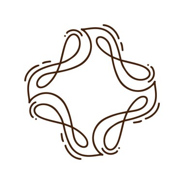 Flourish Monoline vektör çerçeve çizimi. Logo, davetiye, düğün, hediyeler, fotoğraflar, monogram için el yazısı tarzı klasik süs. Basit, basit, güzel kart.