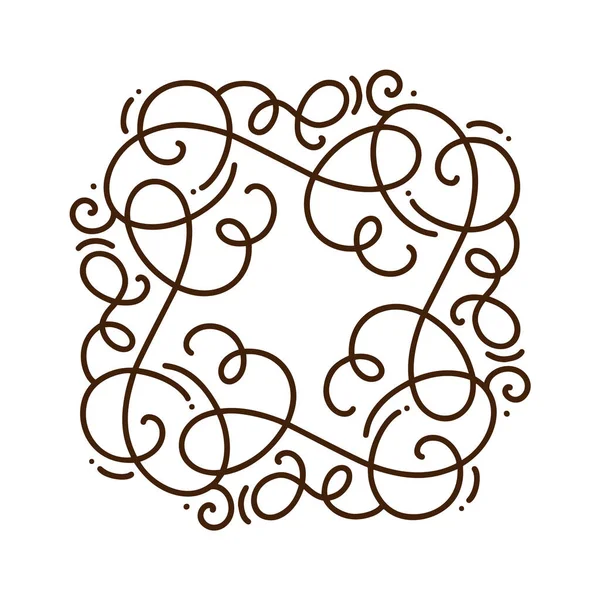 Flourish Monoline vektör çerçeve çizimi. Logo, davetiye, düğün, hediyeler, fotoğraflar, monogram için el yazısı tarzı klasik süs. Basit, basit, güzel kart. — Stok Vektör