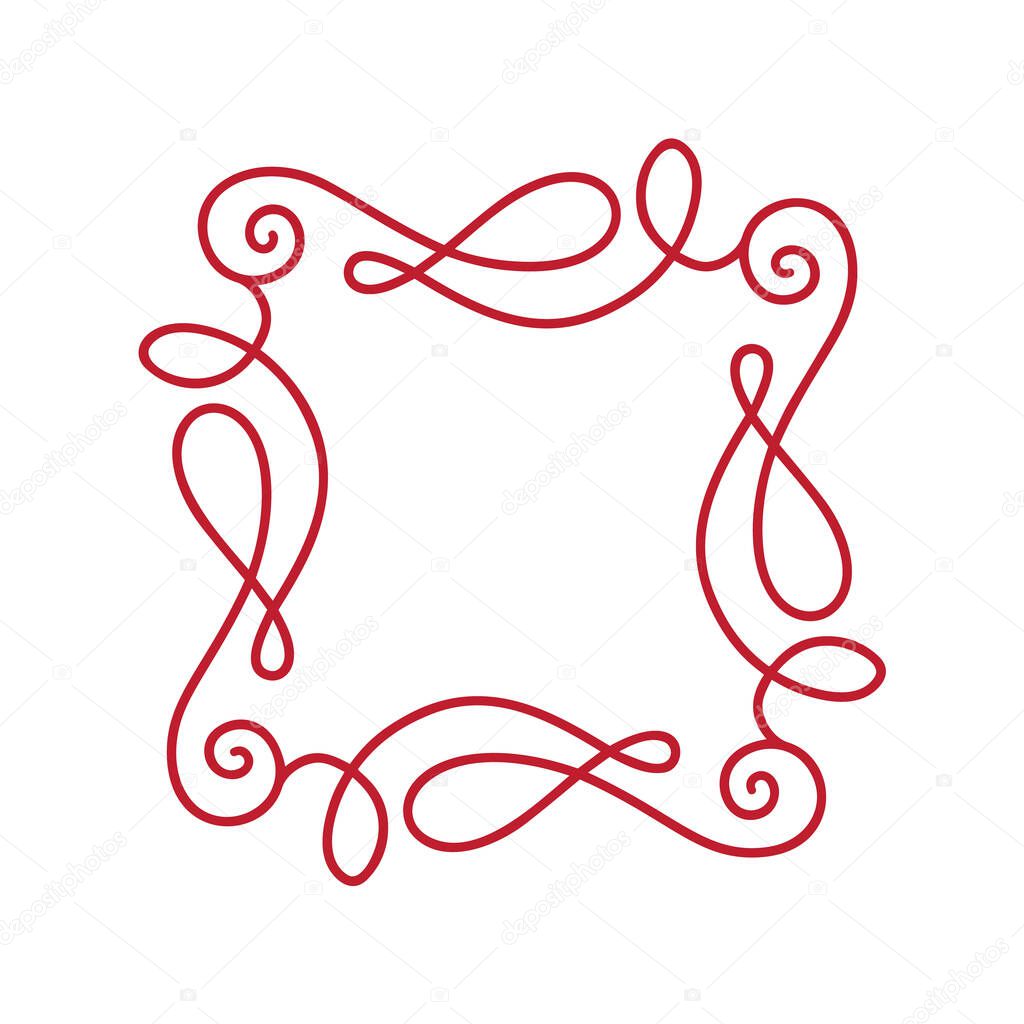 Flourish monoline vector frame illustration. Hand drawn calligraphy style art deco vintage ornament for logo, invitation, wedding, gifts, photos, monogram. Floral Simple beautiful card