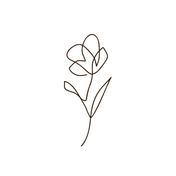 Tulipan kwiat wektor jeden wiersz logo sztuki. Minimalistyczny rysunek konturu monoline. Ciągła linia graficzna — Wektor stockowy