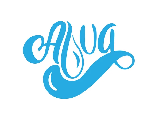Blauwe vector Aqua tekst logo met watergolf en druppel. Eco concept vers schoon drinkwater. Voor winkel, webbanner, poster — Stockvector
