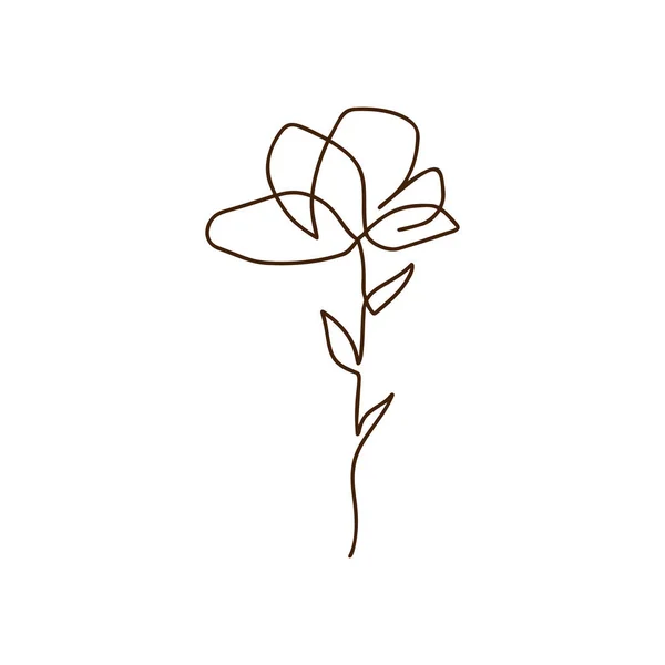 Flower διάνυσμα μία γραμμή art λογότυπο. Μινιμαλιστικό περίγραμμα σχέδιο μονοολίνη. Συνεχής γραμμή έργων τέχνης για banner, σχεδιασμό βιβλίων, web illustration — Διανυσματικό Αρχείο