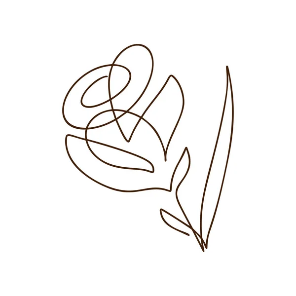 Blumenvektor einzeiliges Kunstlogo. Minimalistische Konturzeichnung Monolin. Durchgehende Linienvorlagen für Banner, Buchdesign, Web-Illustration — Stockvektor