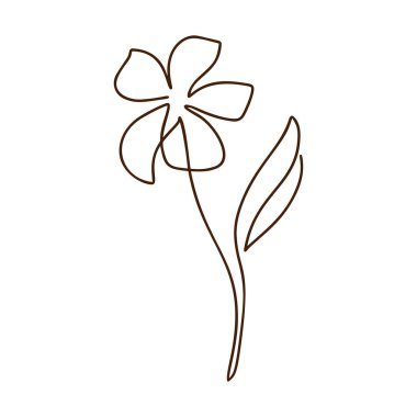 Çiçek vektörü bir çizgi sanat logosu. Monolin çizen minimalist hatlar. Pankart, kitap tasarımı, web illüstrasyonu için kesintisiz satır çizimi