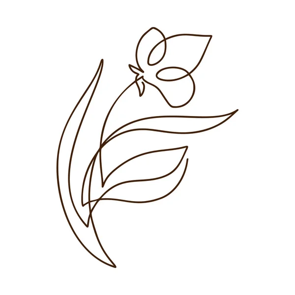 Flor vetor uma linha de arte logotipo. Desenho de contorno minimalista monolina. Arte em linha contínua para banner, design de livros, ilustração web — Vetor de Stock