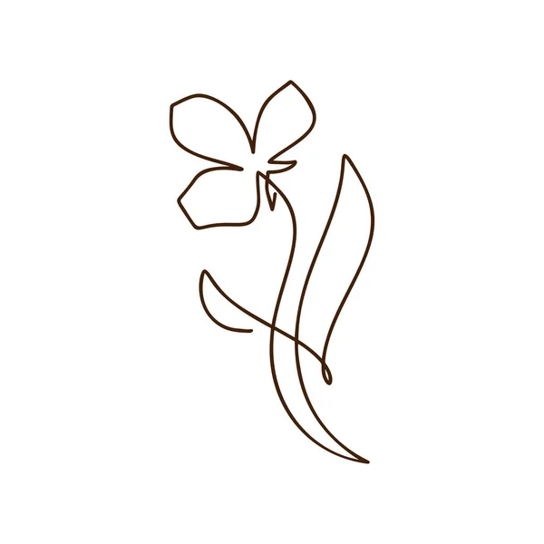 Flor vetor uma linha de arte logotipo. Desenho de contorno minimalista monolina. Arte em linha contínua para banner, design de livros, ilustração web — Vetor de Stock