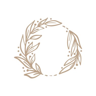 El çizimi çiçek çelengi. Davetiyeler, tebrik kartları, hatıra defterleri, metin için yeri olan posterler için vektör tasarımı yay çerçeve elementi. Klasik dekor.