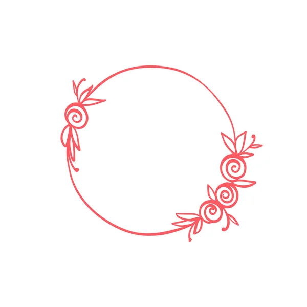 Couronne Fleurs Dessinée Main Élément Cadre Printemps Vectoriel Pour Invitations — Image vectorielle