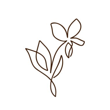 Çiçek vektörü bir çizgi sanat logosu. Monolin çizen minimalist hatlar. Pankart, kitap tasarımı, web illüstrasyonu için kesintisiz satır çizimi.