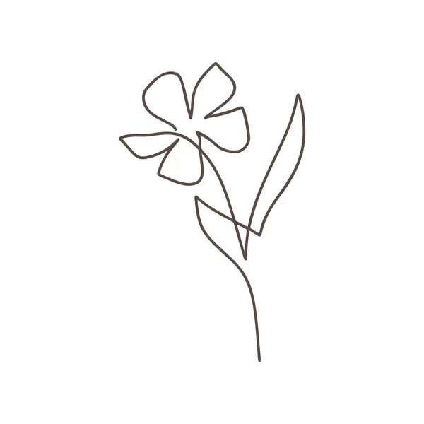 Çiçek Vektörü Bir Çizgi Sanat Logosu Monolin Çizen Minimalist Hatlar — Stok Vektör