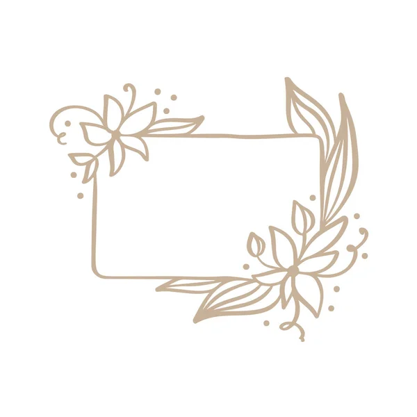 春の花と手描きの正方形のミニマルなフレーム 招待状 グリーティングカード スクラップブッキング テキストのための場所とポスターのためのベクトルの花のデザイン要素 ヴィンテージ装飾 — ストックベクタ
