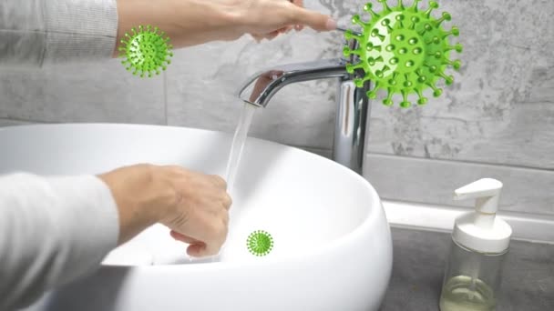 Stop Covid Coronavirus Video Washing Hands Awareness Alert Disease Spread — Stock Video