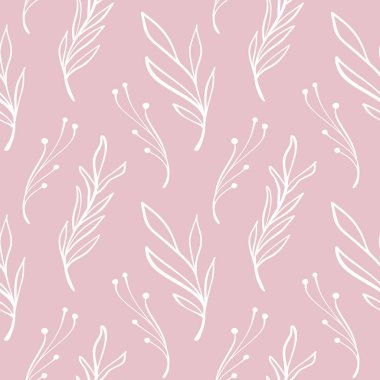 Soyut dalları, böğürtlenleri ve yaprakları olan çiçeksiz vektör deseni. Duvar kağıtları, tekstil ve web tasarımı için kullan.