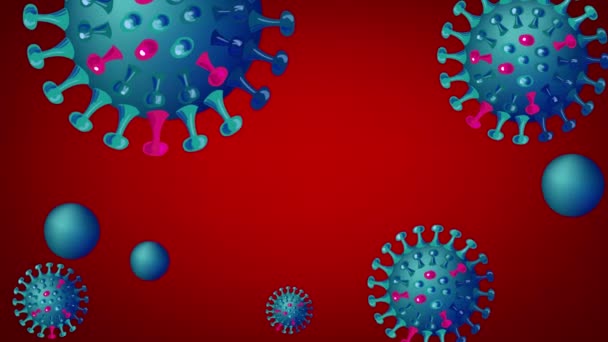 Зупинити коваріаційну анімацію відео коронавірусу-19 з місцем для тексту для обізнаності або попередження про поширення хвороб вірусу, симптомів або запобіжних заходів. Повний HD 1920x1080 — стокове відео