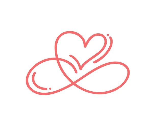 Heart love logo with Infinity sign. Design flourish element for valentine card. Vector illustration logo. Romantic symbol wedding. Template for t shirt, banner, poster — Stock Vector