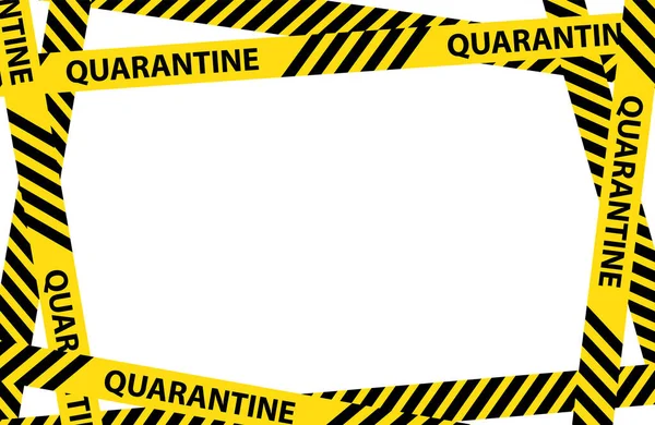 Marco de cinta de advertencia de cuarentena amarilla con lugar para texto. vector Ilustración aislada sobre fondo blanco. texto de advertencia gráfica de la bandera de cuarentena. Coronavirus, brote de Covid-19 — Archivo Imágenes Vectoriales