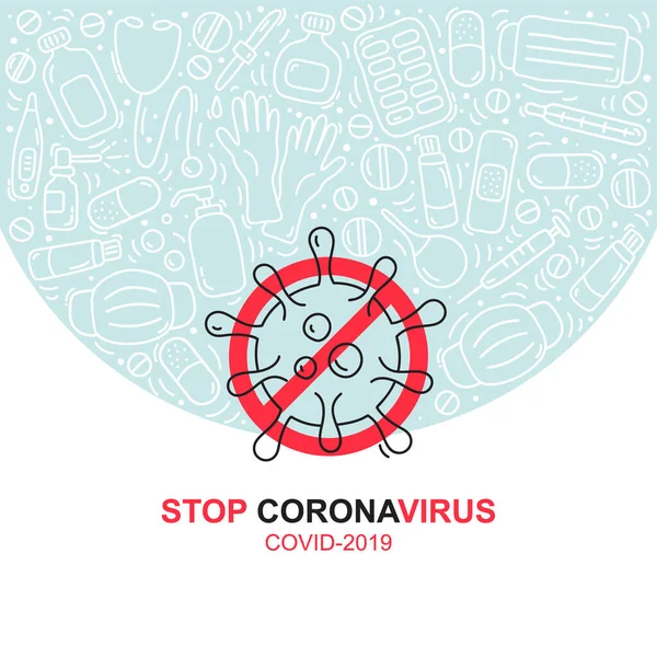 Signo Logo Vectorial Precaución Coronavirus Ilustración Stop Coronavirus Banner Poster — Archivo Imágenes Vectoriales