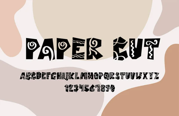 Simple Paper Cut Font Gehakt Handgeschreven Lettertype Abstracte Vormen Achtergrond — Stockvector
