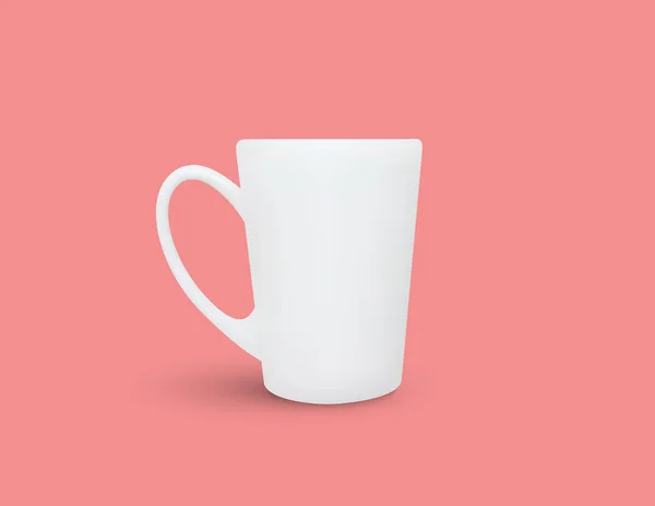 Mock-up einer realistischen weißen Tasse in der Vorderansicht auf rosa Hintergrund. Vollständig editierbares, handgemachtes Mesh. Vektorillustration für die Werbung für verschiedene Getränke — Stockvektor