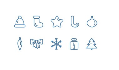 Yeni yıl ve noel sembolleri ile Noel kutlaması çizimleri. El ilanları ve tebrik kartları için tasarım öğeleri. modayı takip eden monolin tarzı.