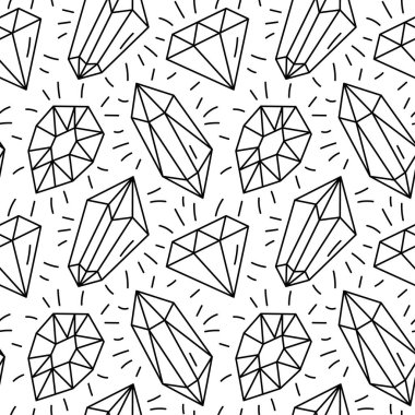 Elmaslı vektör deseni. Dikişsiz desen duvar kağıdı, desen dolgular, web sayfası arka plan, yüzey dokular ve kumaşlar için kullanılabilir. Siyah beyaz tasarım