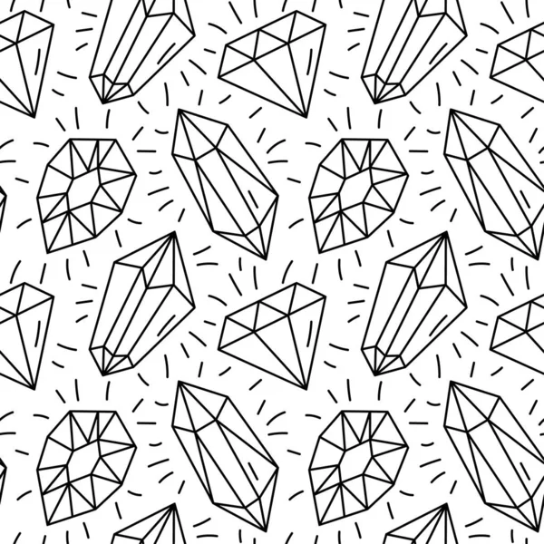 Modèle vectoriel avec diamants. Modèle sans couture peut être utilisé pour le papier peint, garnitures de motif, fond de page Web, textures de surface et tissus. Design noir et blanc — Image vectorielle