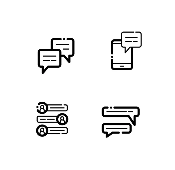 Conjunto de linhas de vetor de bate-papo Speech Bubble de ícones isolados no fundo branco. Chat logotipo símbolos telefone no estilo de design moderno para web site e aplicativo móvel —  Vetores de Stock