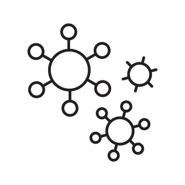 Beyaz arka planda izole edilmiş tehlikeli bakteri koronavirüs vektör çizgisi ikonu çizimi. Çizgi işareti, beyaz üzerine izole edilmiş doğrusal resim. Sembol, logo illüstrasyon covid-19 konsepti