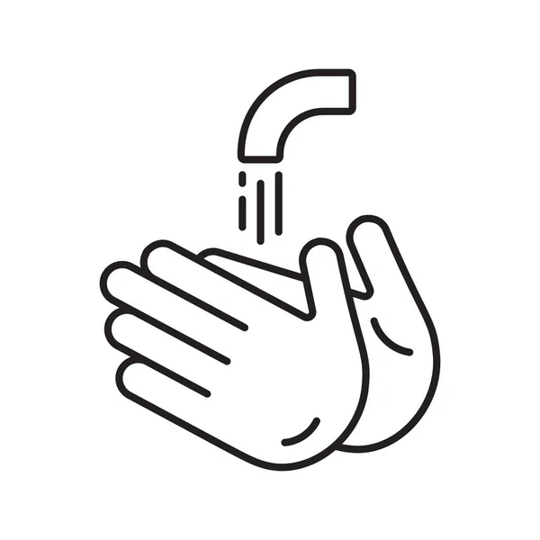 Symbolvektor für Hand und Wassertropfen. Umrissschild, lineares Piktogramm isoliert auf weiß. Symbol, Logo Illustration Coronavirus Bakterien Covid-19 Konzept — Stockvektor
