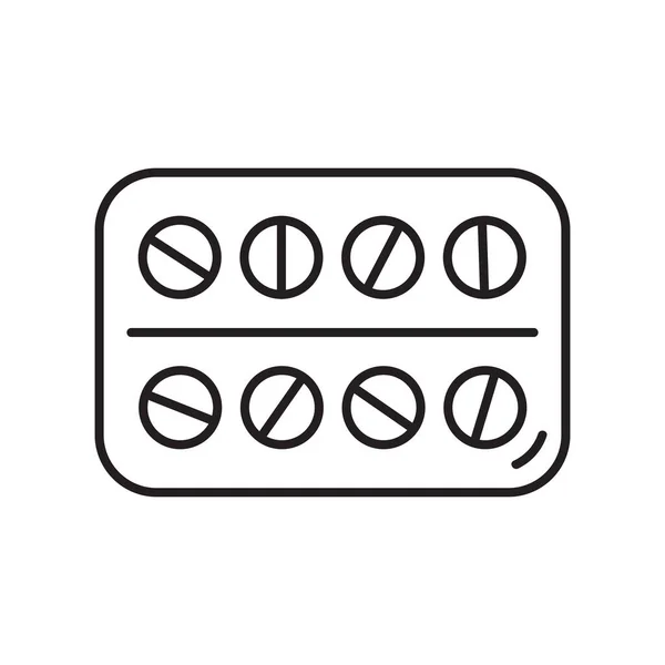 Pillole icona simboli medico specializzazione linea stile vettore logo elemento di design, protezione covid 19 vettoriale illustrazione coronavirus — Vettoriale Stock