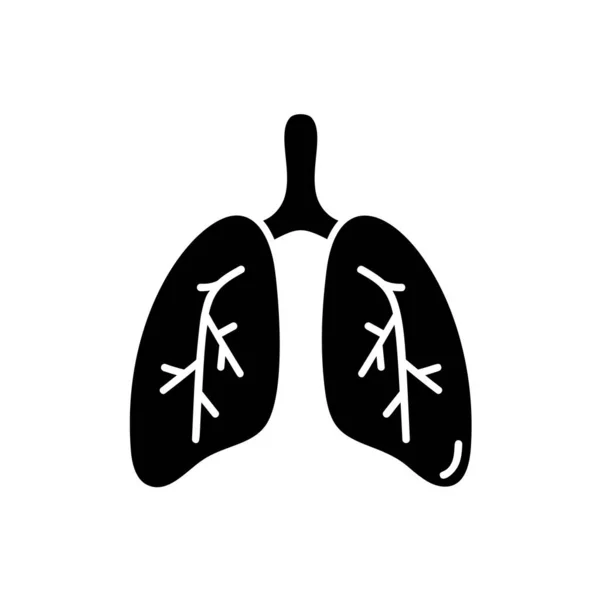 Lungs black icon isolated on white background. Logo vector illustration for medical banner, poster and web design. Symbol pictogram coronavirus bacteria covid-19 concept — Stock Vector