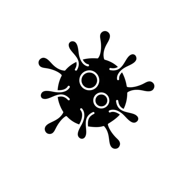 Černý virus bakterií koronavirového vektoru ikony ilustrace izolované na bílém pozadí. Obrys, piktogram. Logo symbolu ilustrační kovid-19 koncept — Stockový vektor