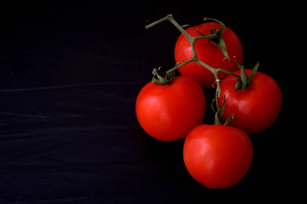 Tomatoes Black Background Copy Space — Stock Photo, Image
