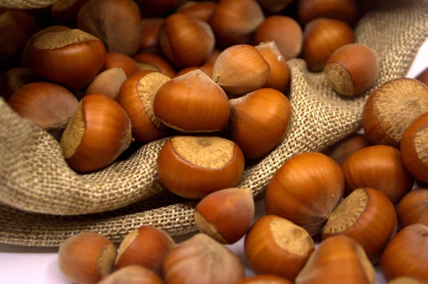 Lískové Ořechy Sáčku Skořápkové Ovoce — Stock fotografie