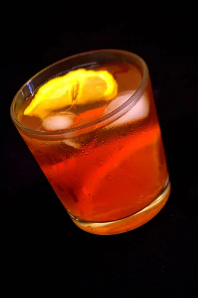 Mrożona Herbata Cytryną Pomarańczą Napoje Orzeźwiające — Zdjęcie stockowe