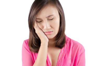 Var bir diş ağrısı izole beyaz arka plan üzerinde