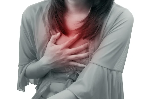 Woman suffering from acid reflux or heartburn — Stock Photo, Image