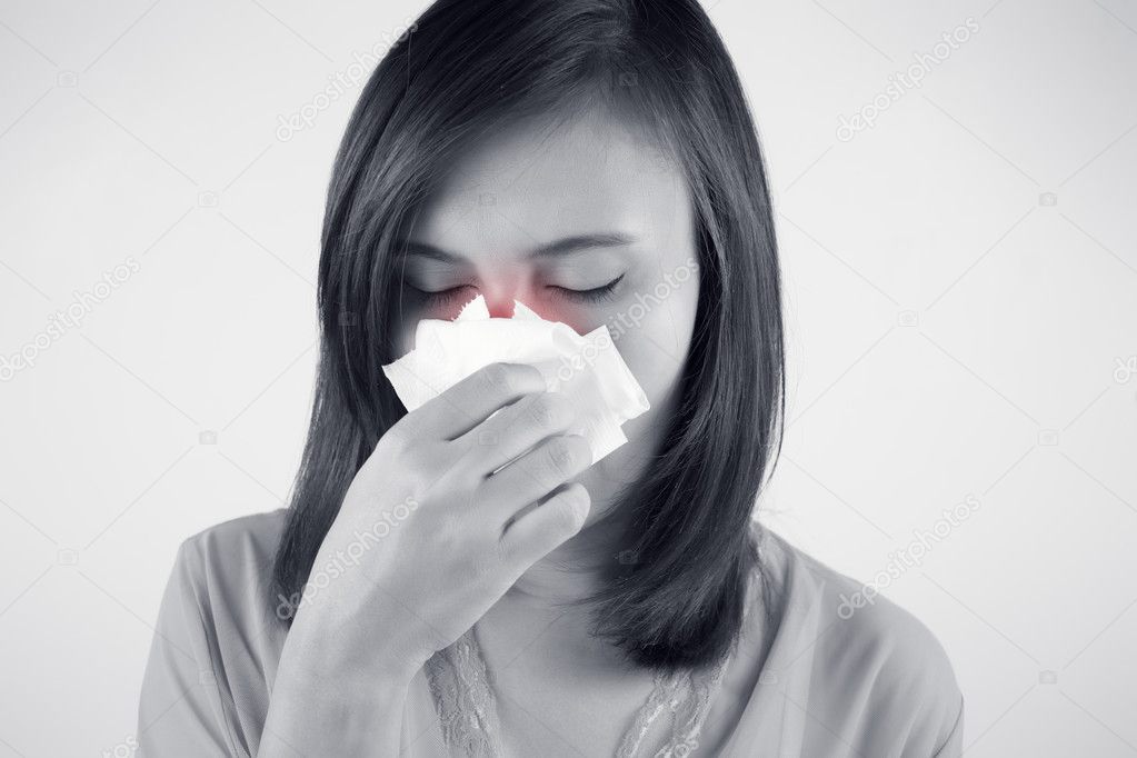 Asian caucasian woman with flu, Cold