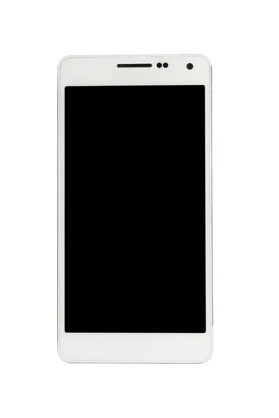 Vista frontale diretta di un moderno smartphone bianco — Foto Stock