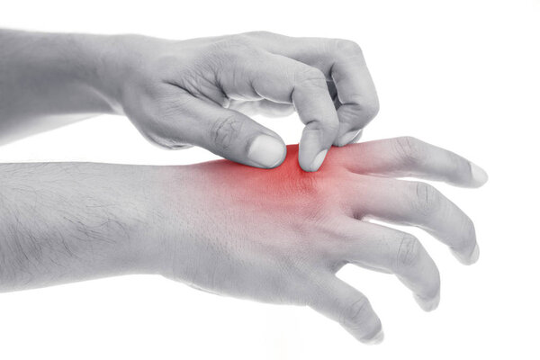 People scratch the itch with hand. itching